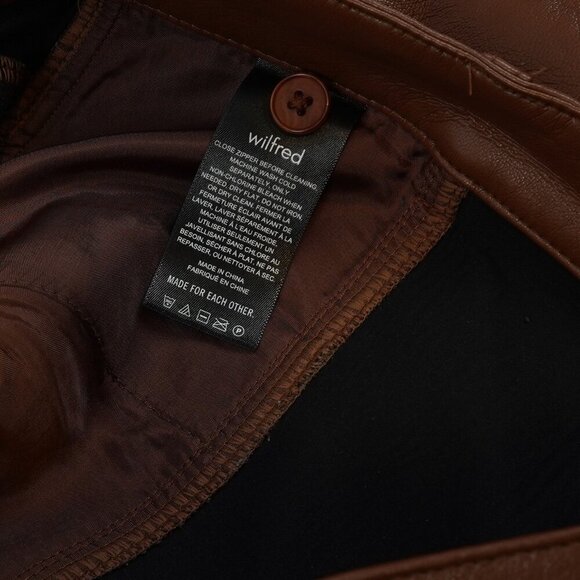 Aritzia Wilfred Rebel Vegan Leather Pants High Waisted Straight Leg Brown - 8 - Picture 4 of 9